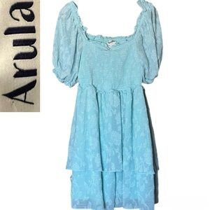 Arula Ellery Blue Floral Mini Dress Like New XL